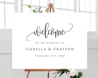 Minimalist Welcome Sign Template, Editable Wedding Sign, Printable Welcome Sign, Modern Wedding Sign Printable, Calligraphy Sign