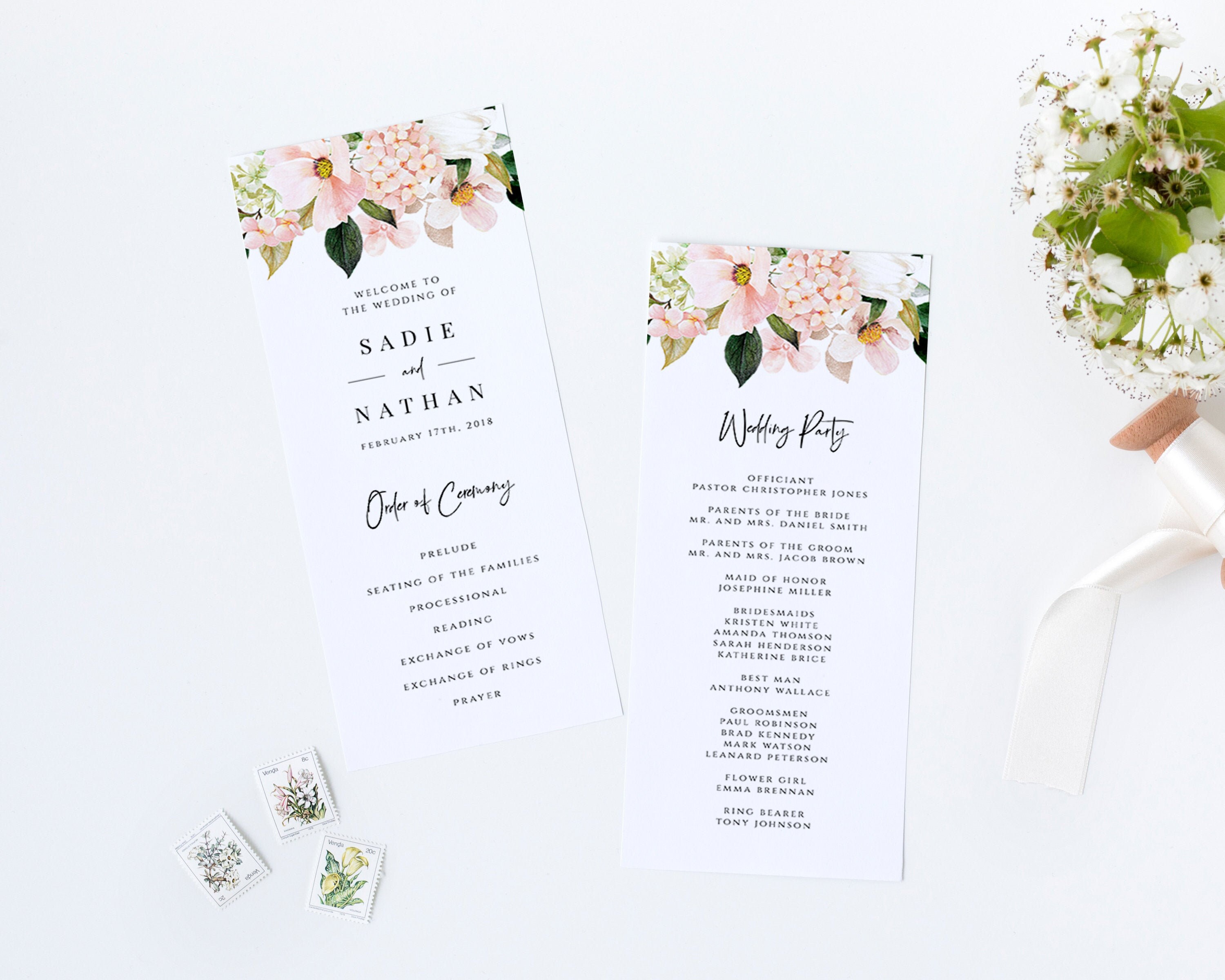 Blush Wedding Program Template Printable Program Editable Etsy