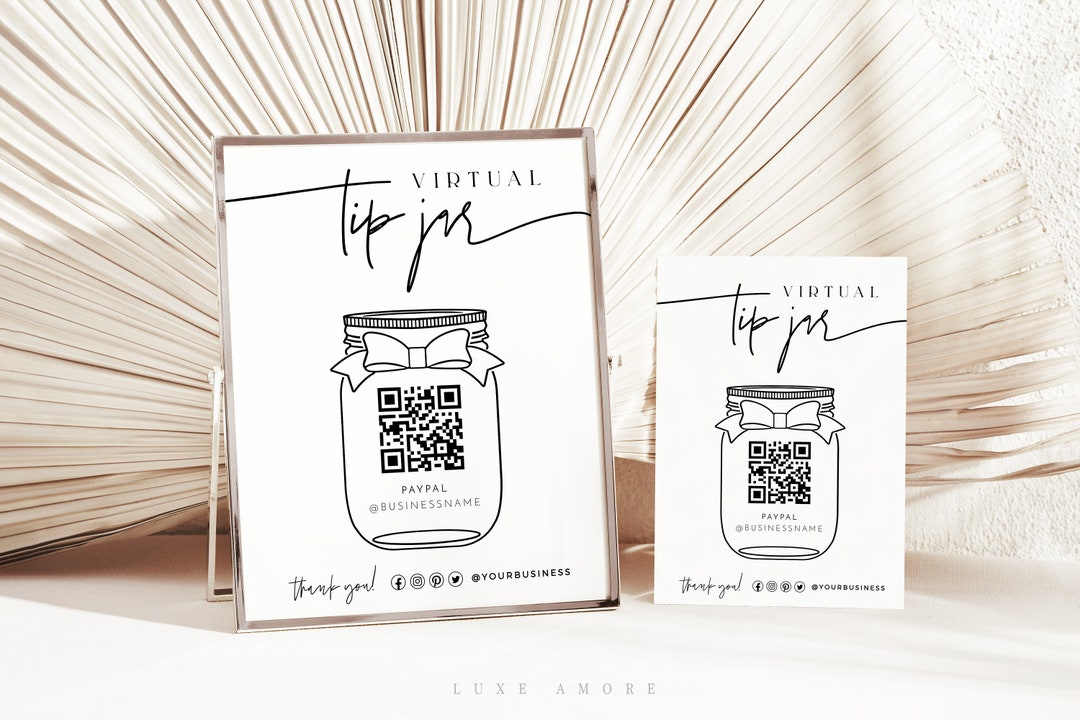Virtual Tip Jar Printable Sign, Tip Your Bartender, Venmo Payment Sign ...