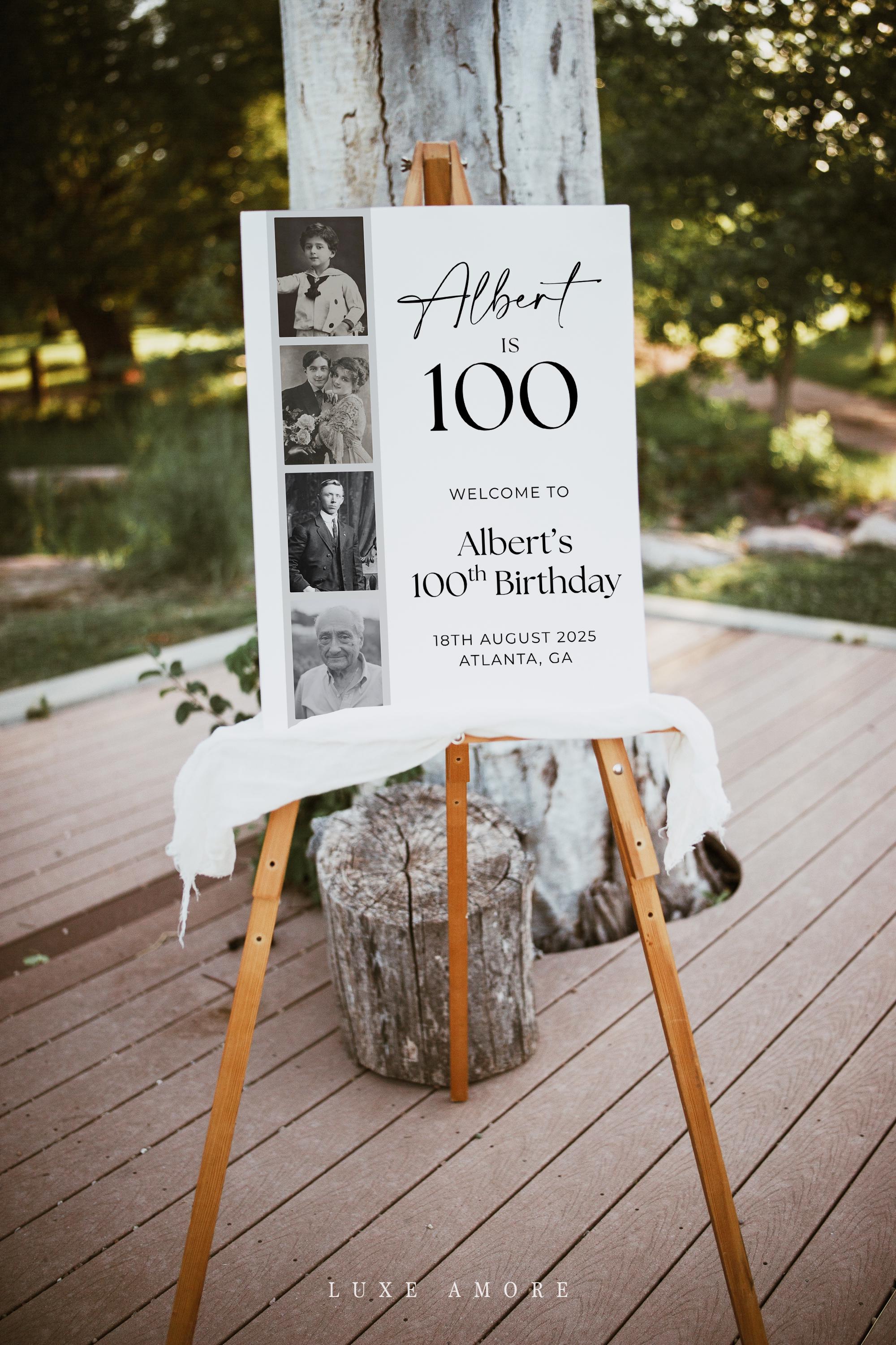 100th Birthday Welcome Sign Template, Vintage 100th Welcome Sign, Film ...