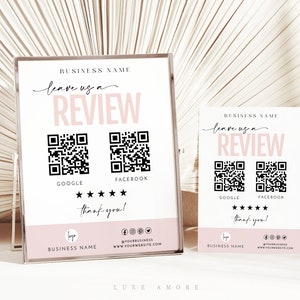 Ask For A Review QR Code Sign Template, Business Review Sign, Facebook Review, Google Review, Business Review Request, Leave A Review Sign