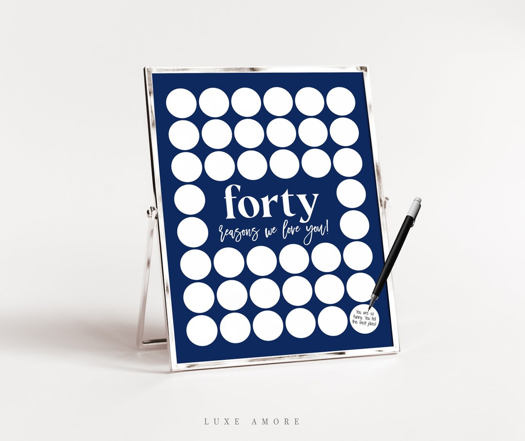 40 Reasons We Love You Printable, Mens 40th Birthday Template ...