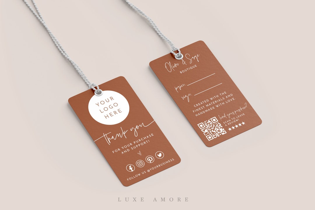 Terracotta Small Business Hang Tag, Clothing Tag Template, Modern