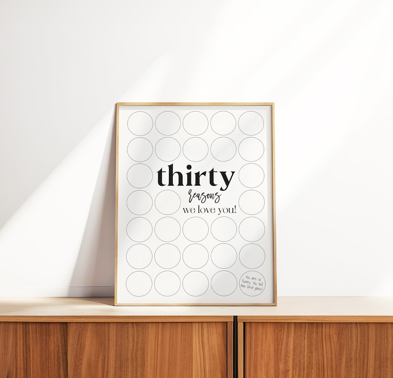30 Reasons We Love You Printable, Minimalist Thirty Reasons Poster, Men ...