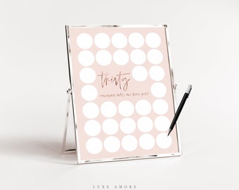 30 Reasons We Love You Template, Blush Pink Thirty Reasons Poster, Women 30 Memories Birthday Sign, Female 30th Birthday Gift, Rose Gold