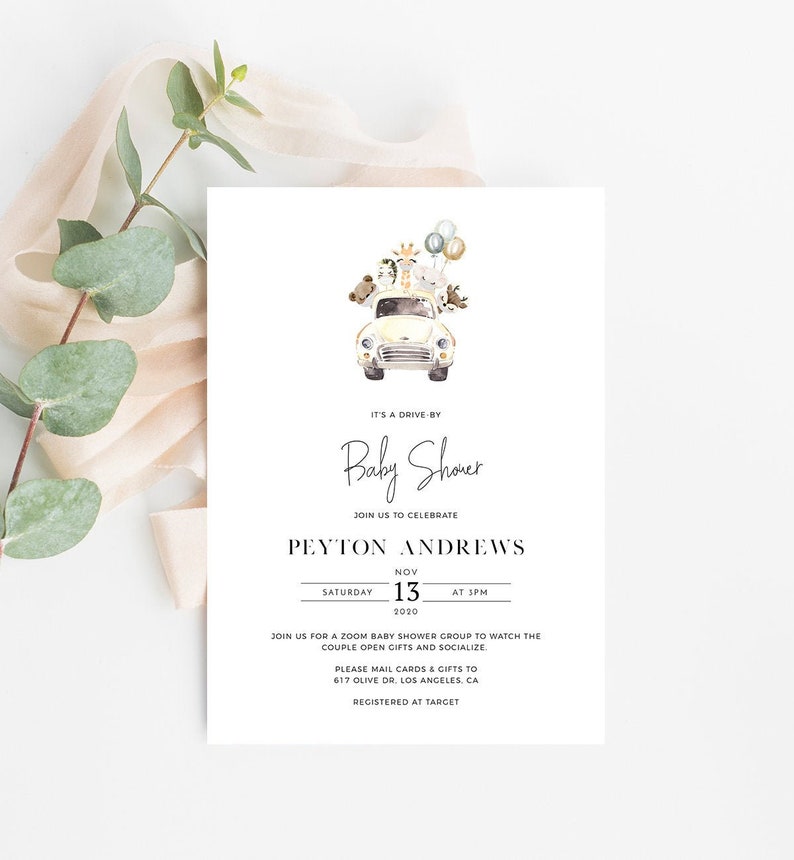 Editable Drive by Baby Shower Invitation Drive Through Baby - Etsy