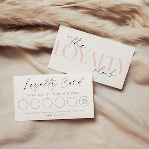 Blush Loyalty Card Template, Printable Loyalty Card, Editable Template, Business Rewards Card, Client Loyalty Card, Salon Loyalty Card