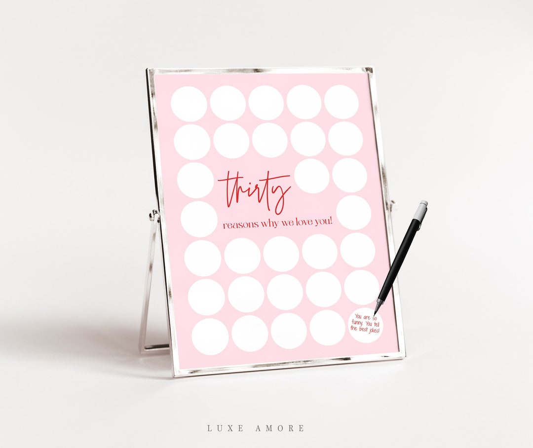 30 Reasons We Love You Template, Minimalist Thirty Reasons Poster ...