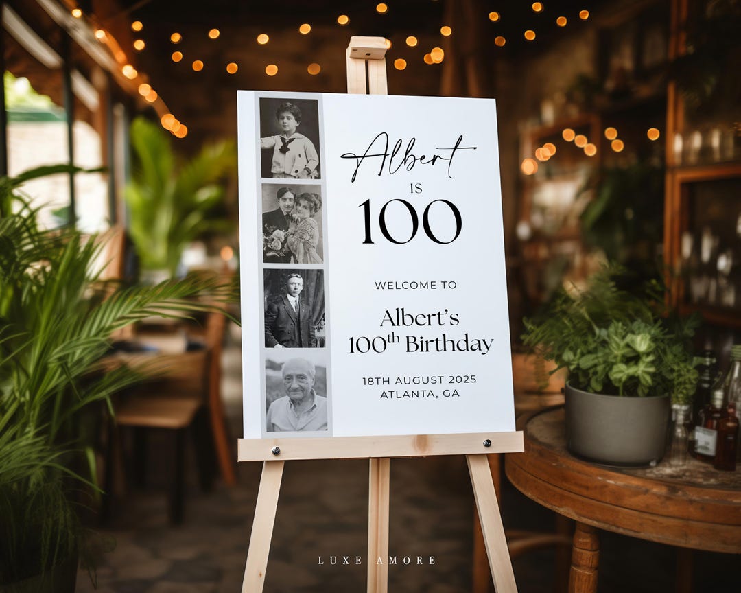 100th Birthday Welcome Sign Template, Vintage 100th Welcome Sign, Film ...