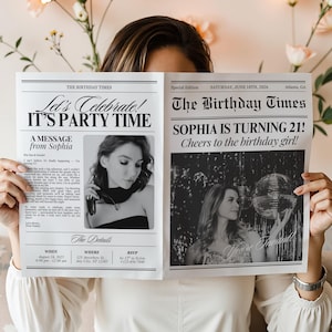 Birthday Newspaper Template, 21st Birthday, Canva Newspaper Template, Birthday Newspaper for Photoshoot, Birthday Newspaper For Photography