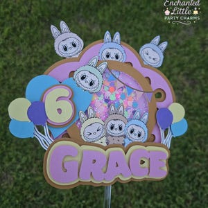 Labubu Cake Topper Shaker | Labubu Birthday Party Decor | All Labubu Monsters Topper | 6.5” Wide | Cute Monster Cake Topper