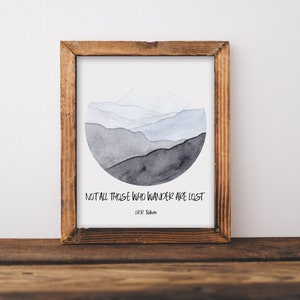 Tolkien Quote Watercolor Print: Inspirational Mountain Art