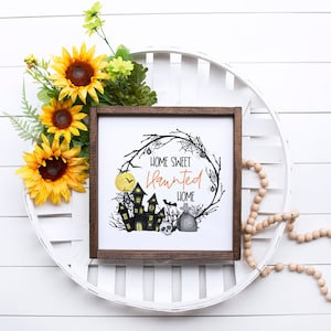 Home Sweet Haunted Home / Halloween Printable Wall Art / Halloween Watercolor Decor Prints / Instant Download / 4x4 5x5 8x8 12x12