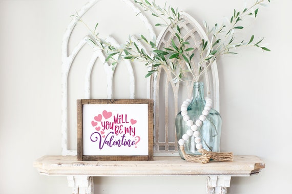 Happy Valentine's Day Will You Be My Valentine Print Print & Ship Wall Art 4x6 5x7 8x10 11x14 Valentine's Day Printed Wall Art