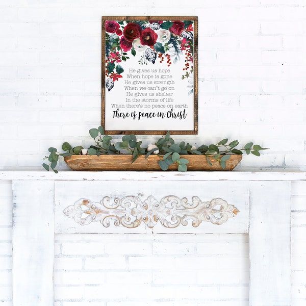 There Is Peace In Christ LDS Digital Download / LDS Printable Wall Art / Christmas Home Decor Wall Art / Floral Watercolor Artwork