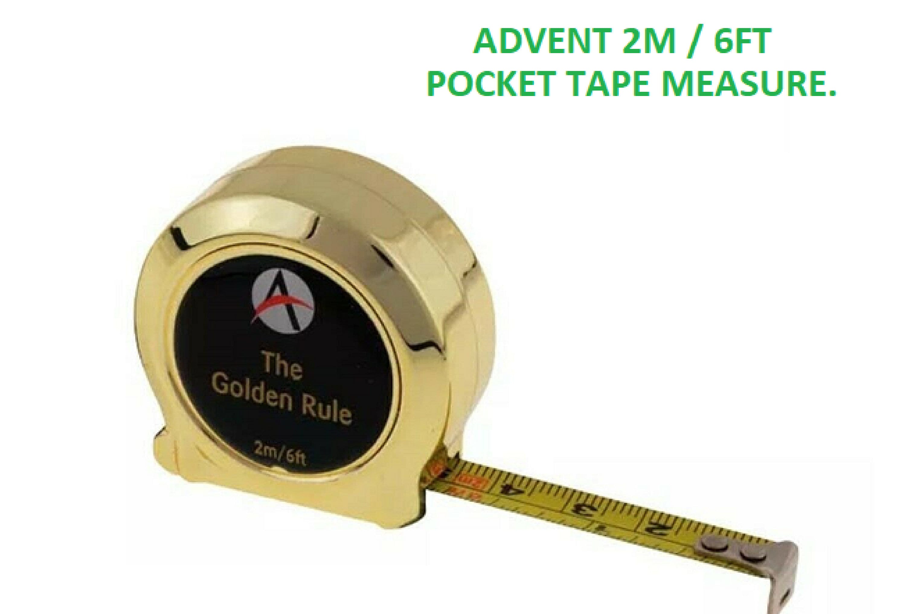 Advent Gold Tape Measure 2m 6ft Metric and Imperial Golden Rule