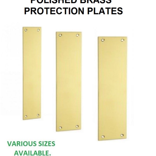 Hand Finished Polished brass finger plate. Protection plate for doors.