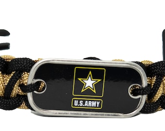 Us Army Dog Tag Paracord Bracelet Armed Forces Military Paracord Charms Oval Or Mini Dog Tag