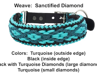 Adjustable Paracord Dog Collar - Sanctified Diamond Weave - Medium to XL