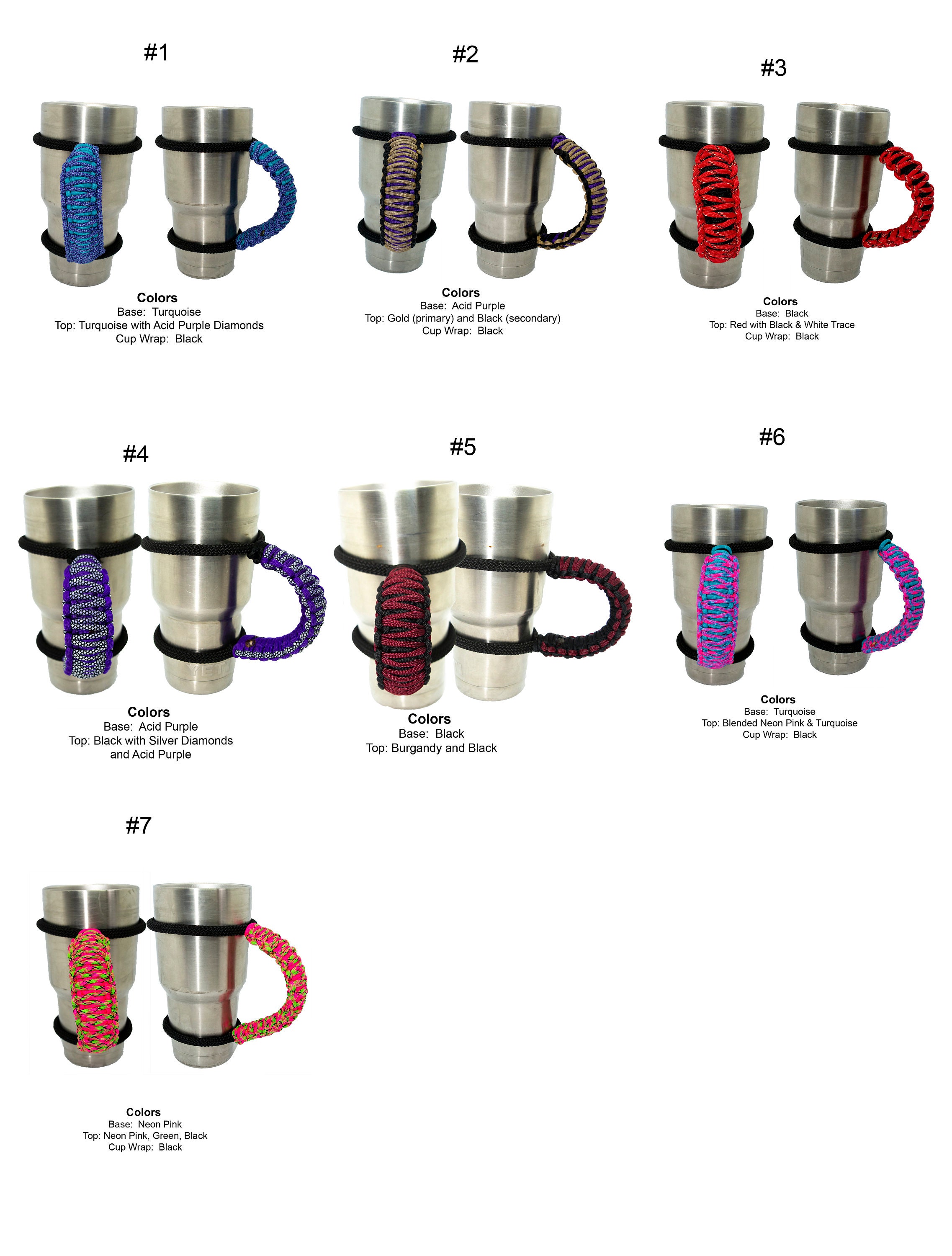 20 and 30 Oz Tumbler Handle Paracord for Stainless Cups, Metal