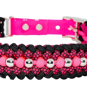 Adjustable Paracord Dog Collar - Beaded Sanctified Covenant Weave - Medium to XL - 4.99 Shipping