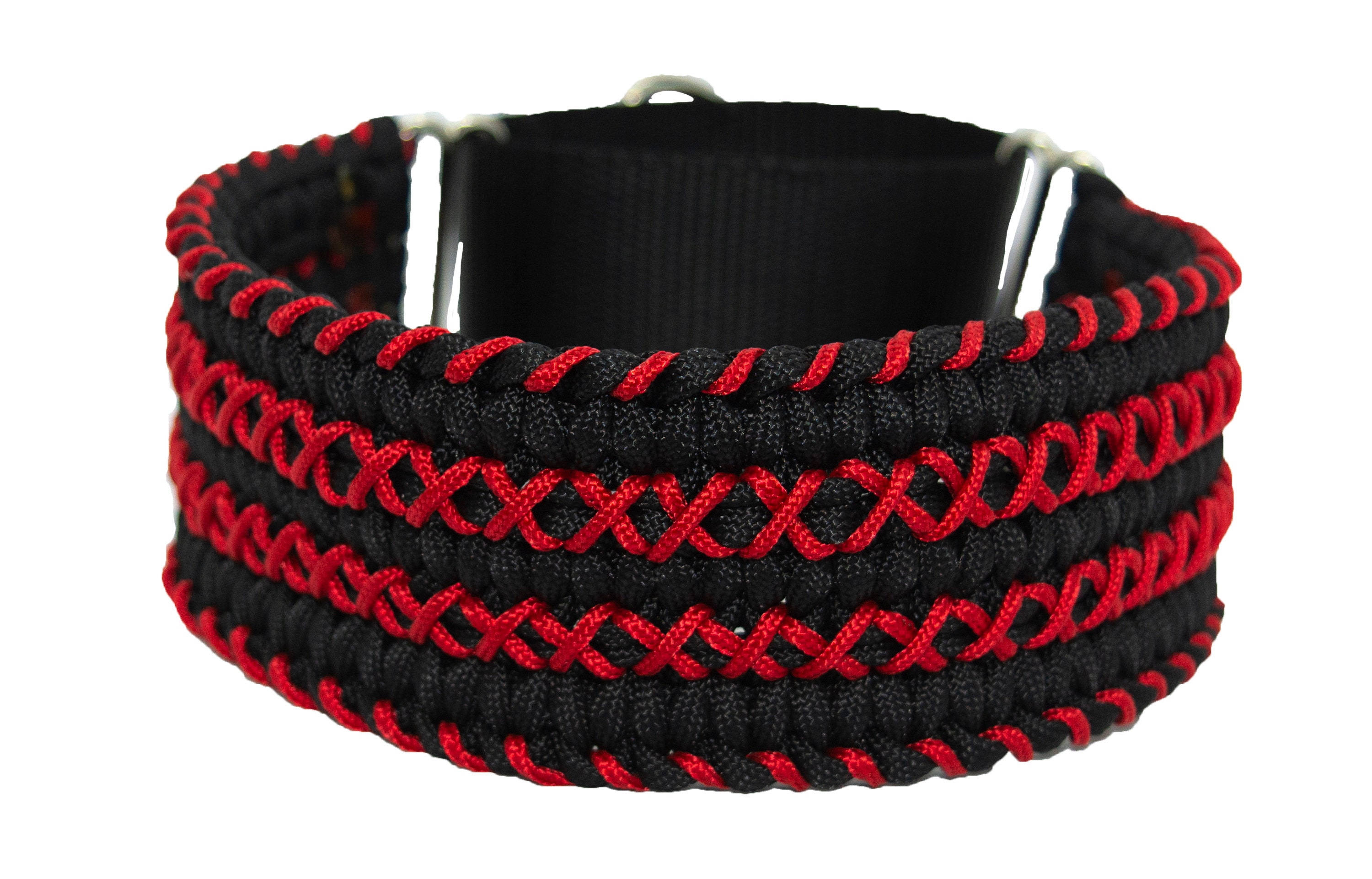 Extra Wide Paracord Martingale Dog Collar X Stitched Triple Wide