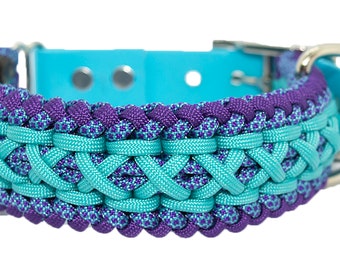 Adjustable Paracord Dog Collar - Sanctified Criss Cross Center Weave - Medium to XL