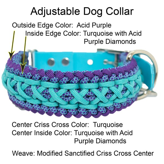 Adjustable Paracord Dog Collar Sanctified Criss Cross Center Weave