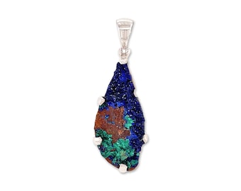 Stones Desire Azurite Malachite Stone Pendant Necklace 22"