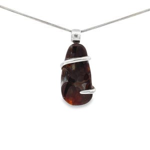 Fire Agate Pendant Necklace by Stones Desire
