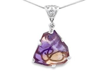 Stones Desire Ametrine Crystal Pendant Necklace (22") Purple