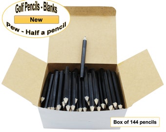 Golf Pencils without Eraser – 144 units bx. – Non-Personalized (Blank Pencils), 2HB (Black Graphite), Half Pencils, Hexagon, Sharpened
