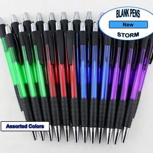 Storm Pens - Colored body, Silver Accents, Black Grip and Clip - Blank Pens (Non-Personalized)