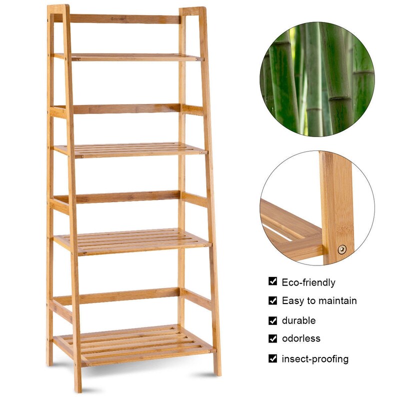 Modern Bamboo Bookshelf 47.5 Etsy