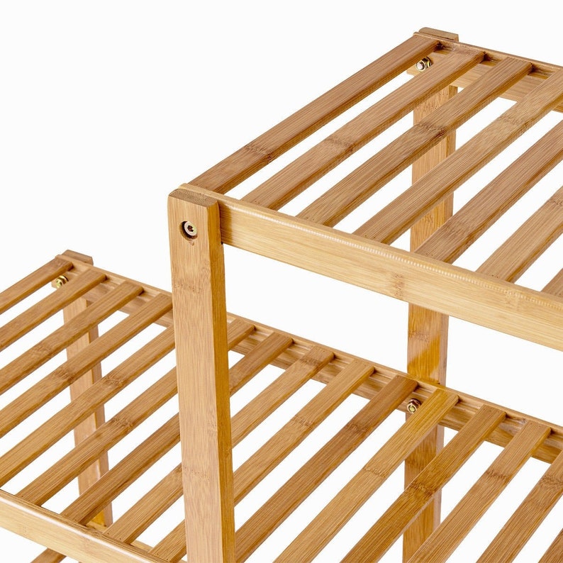 Modern Bamboo Bookshelf Multi functional Shelf Display Etsy