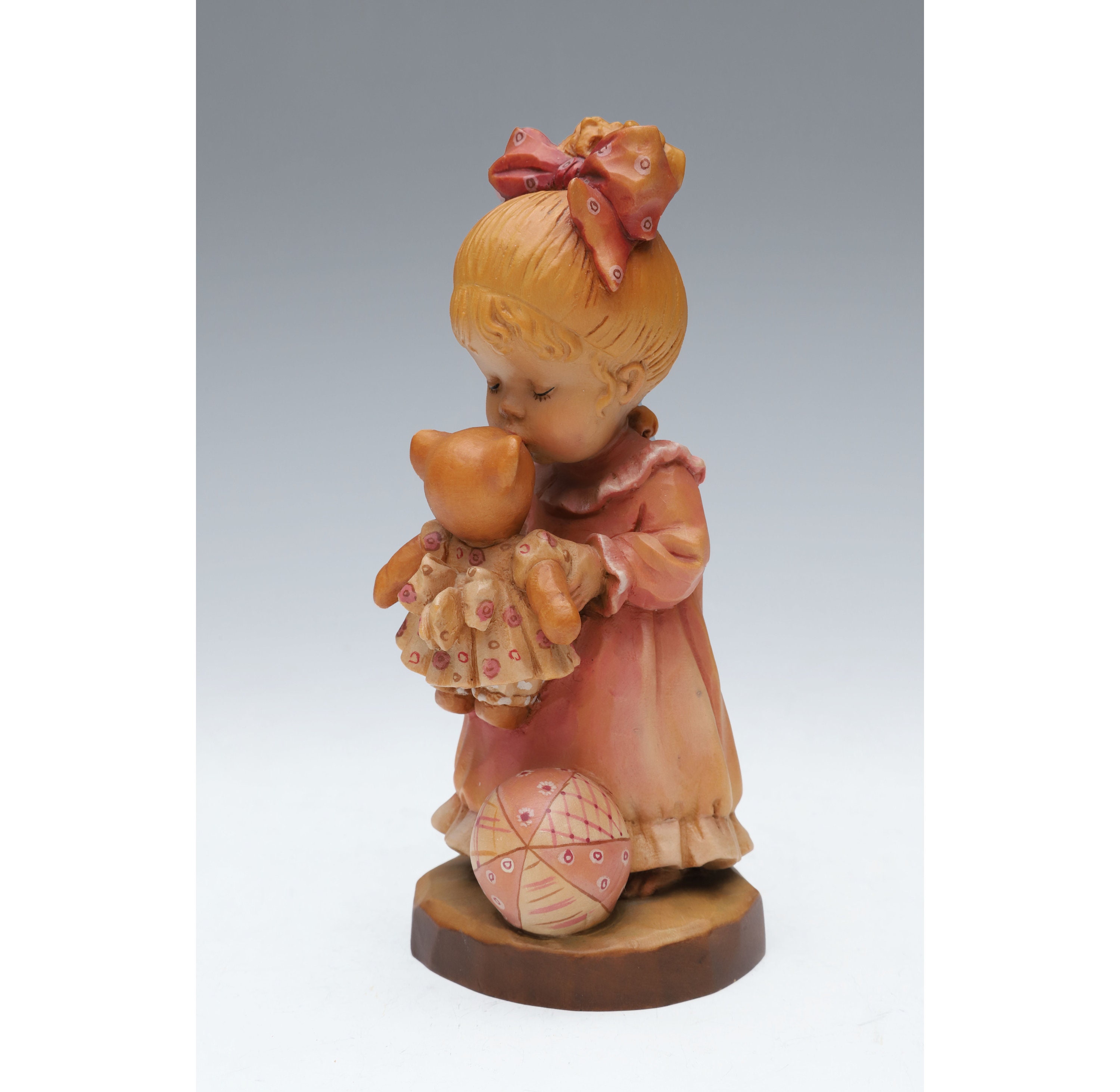 ANRI Wake up Kisses Wood Carved Figurine by Sarah Kay 6-3/4 Inches