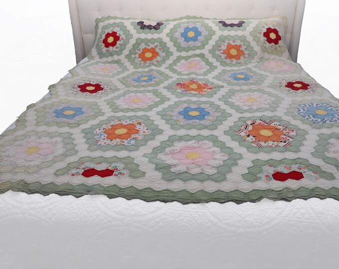 Antique Hand Stitch Quilt With Blend of Colors Etsy