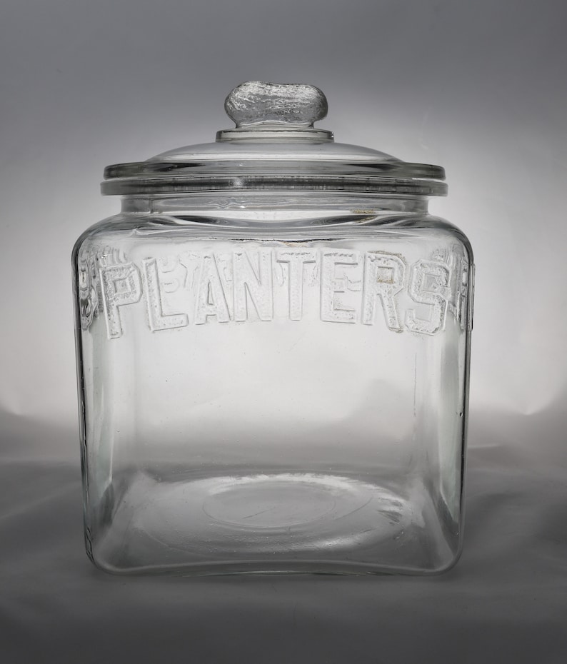 Planters Peanuts Square Counter Display Glass Jar With Lid Etsy