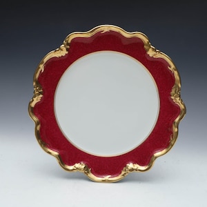 Coalport Sheffield Dessert Plate Athlone Marone Ruby With Scalloped Edges Made in England – 9-1/8”