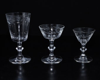 Chelsea Rose Crystal Glassware by Hawkes & Company - Water Goblet – Champagne/Tall Sherbet - Liquor Cocktail
