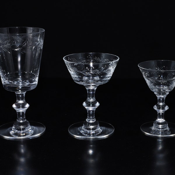 Chelsea Rose Crystal Glassware by Hawkes & Company - Water Goblet – Champagne/Tall Sherbet - Liquor Cocktail