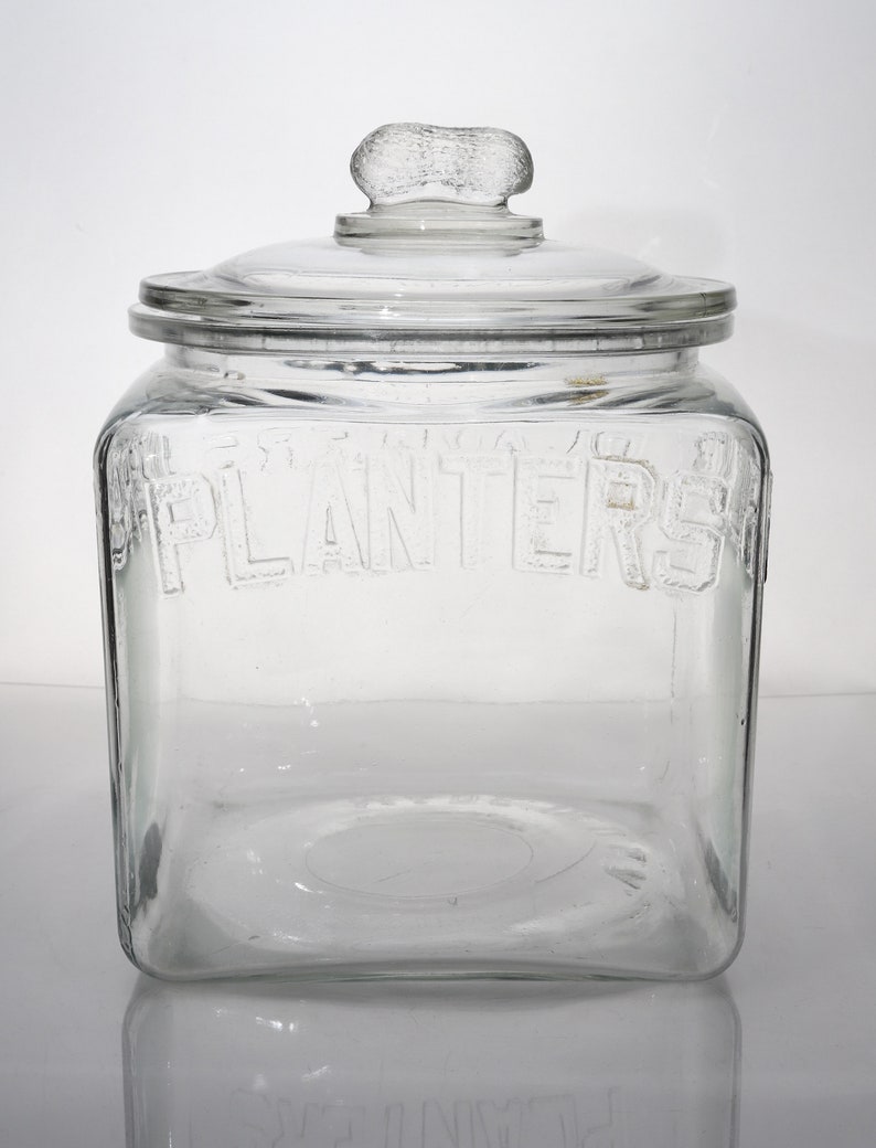 Planters Peanuts Square Counter Display Glass Jar With Lid Etsy