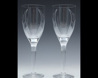 Lalique Champagne Flutes With Angel Face And Wings – Pair