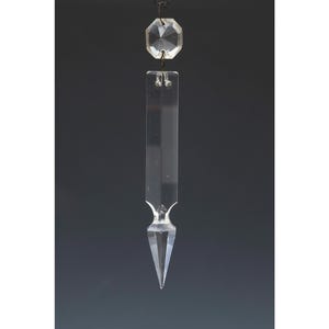 Vintage Crystal Lamp Prisms Set Of 4 – Uncut, Spear Head, Top Bead,  4.25 inches long.