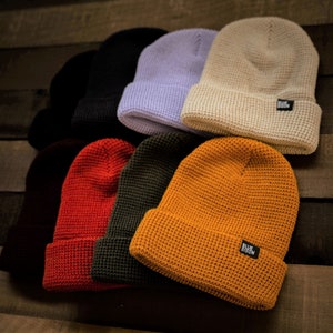Waffle Knit Blue Bison Beanie - Multiple Colors