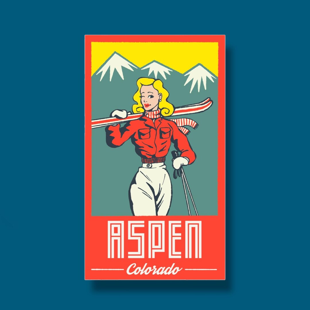Aspen Ski Girl Sticker | Waterproof Sticker - Etsy