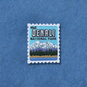 Denali National Park Retro Embroidered Patch | Iron On Backing