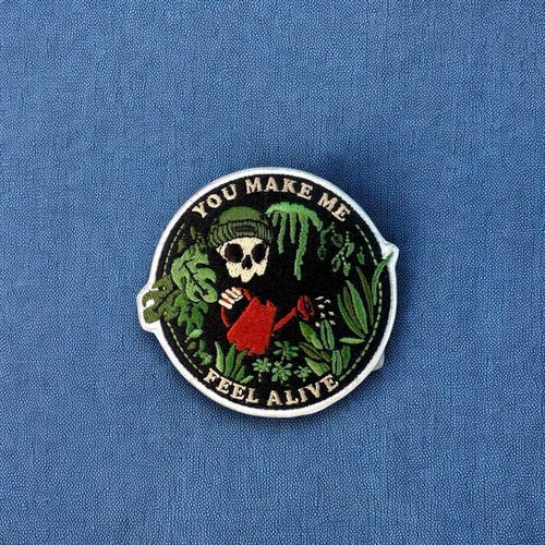 You Make Me Feel Alive, Embroidered Plant Patch | Iron On Backing
