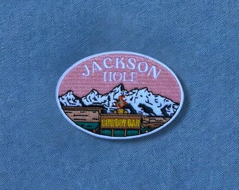 Jackson Hole Oval Embroidered Patch | Iron On Backing