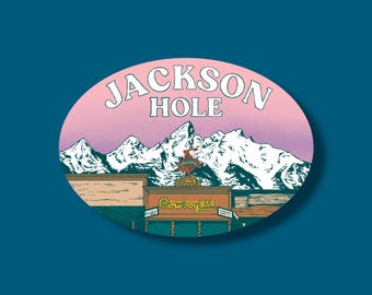 Jackson Hole Oval Sticker | Waterproof Sticker